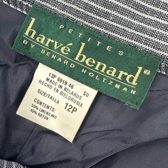 Harve Benard Striped Linen Blend Cropped Pants Relaxed Pleated Trouser 12 Petite - Picture 3 of 11